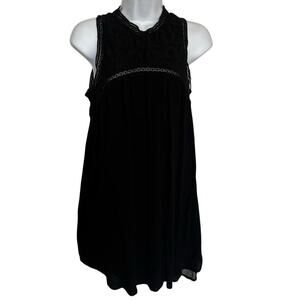 Volcom Womens Black Lace Eyelet Open Back Sleeveless Mini Dress B1311702‎ Size S